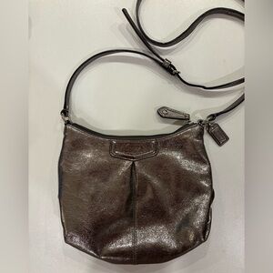Coach Ashely silver metallic leather crossbody bag
